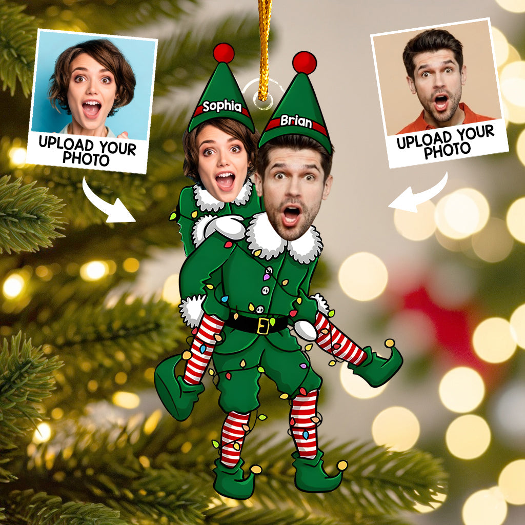 Elfe joueur - Ornement transparent personnalisé pour couple