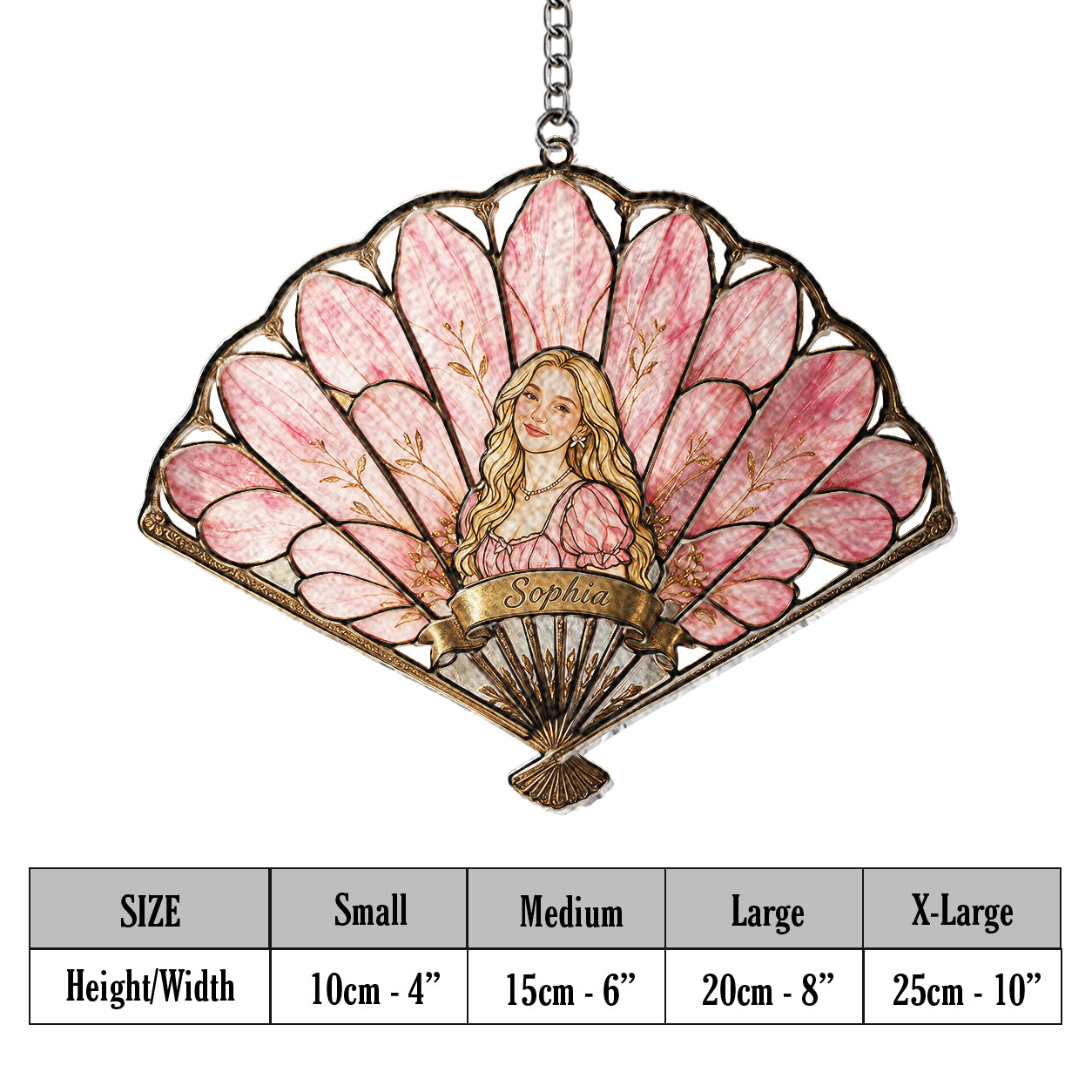 Elegant Floral Fan Glass Ornament - Personalized Self Love 3D Printed Glass Suncatcher