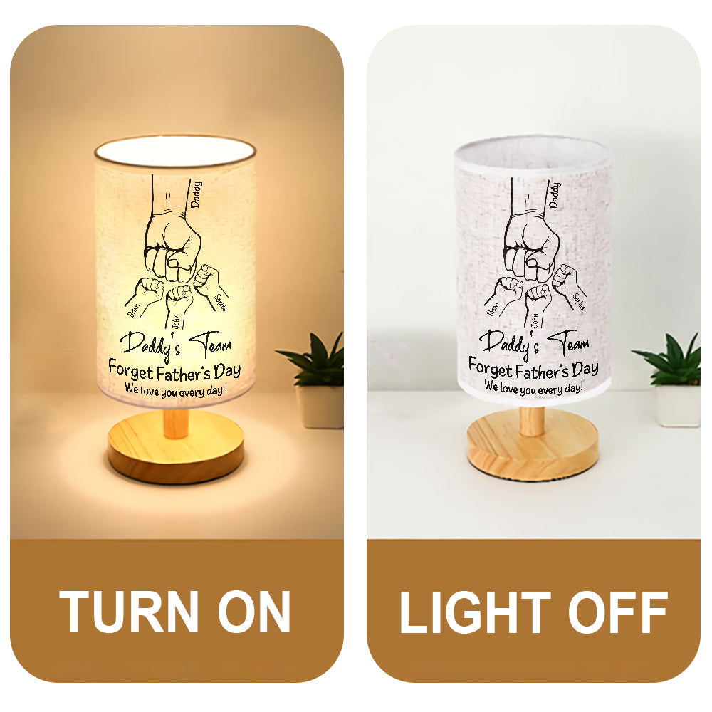 Daddy's Team - Personalized Father Table Lamp with Wood Base