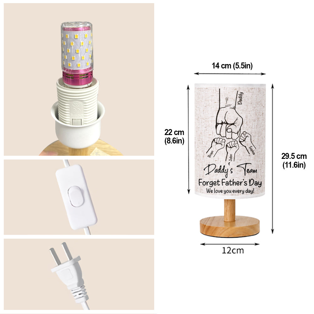 Daddy's Team - Personalized Father Table Lamp with Wood Base