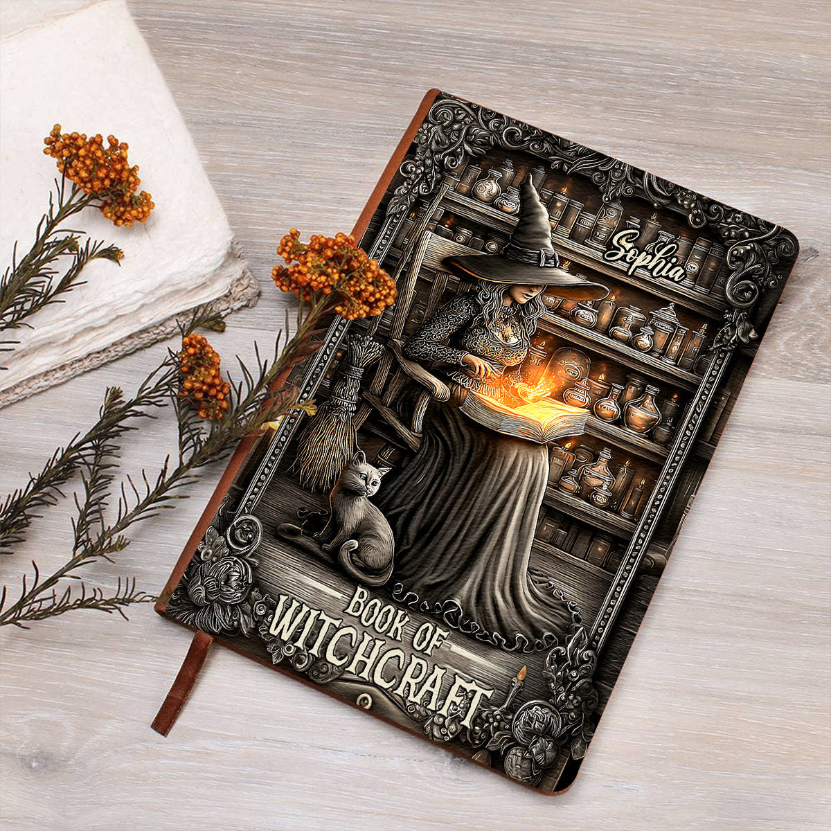 Livre de sorcellerie - Journal en cuir personnalisé pour sorcière