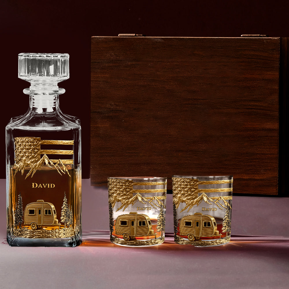 Campfire & Whiskey - Personalized Camping Whiskey Decanter Set