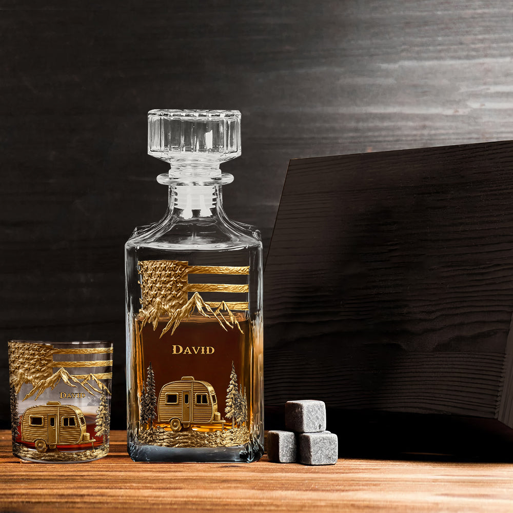 Campfire & Whiskey - Personalized Camping Whiskey Decanter Set