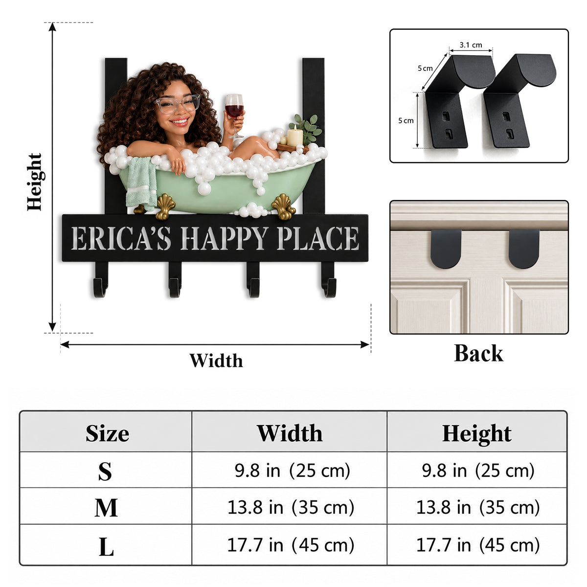 My Bathroom Gift For Friends, Family Members - Personalized Self Love Metal Door Hooks