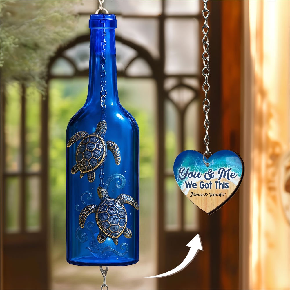 We Got This - Personalized Turtle Wine Bottle Wind Chime