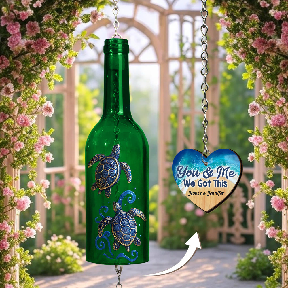 We Got This - Personalized Turtle Wine Bottle Wind Chime