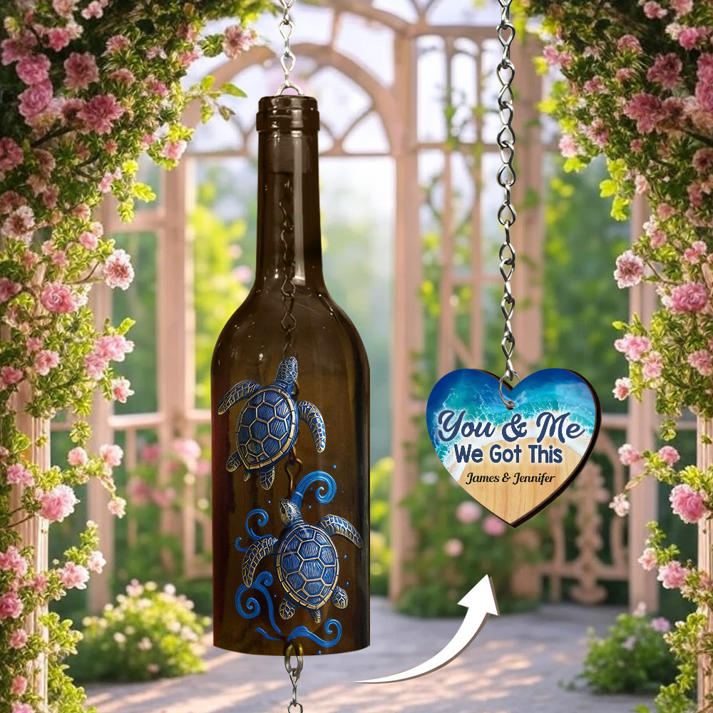 We Got This - Personalized Turtle Wine Bottle Wind Chime