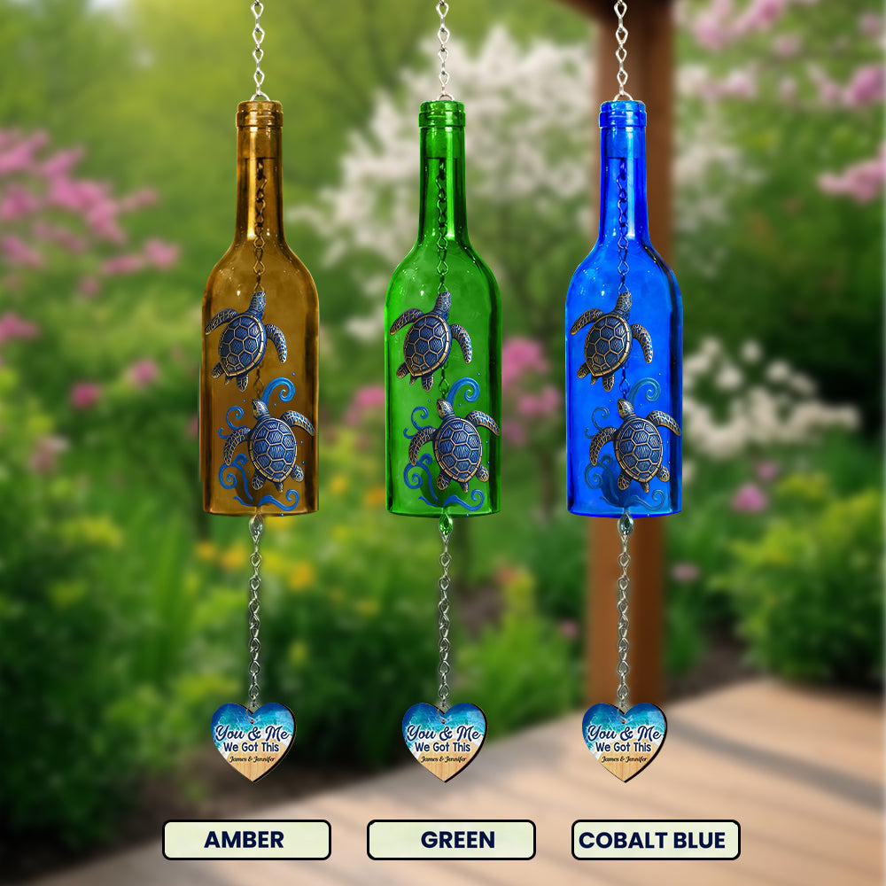 We Got This - Personalized Turtle Wine Bottle Wind Chime