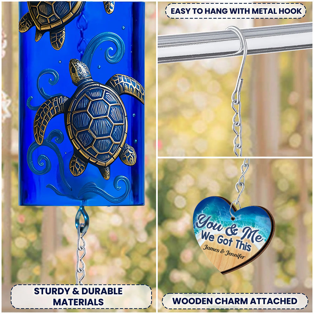 We Got This - Personalized Turtle Wine Bottle Wind Chime