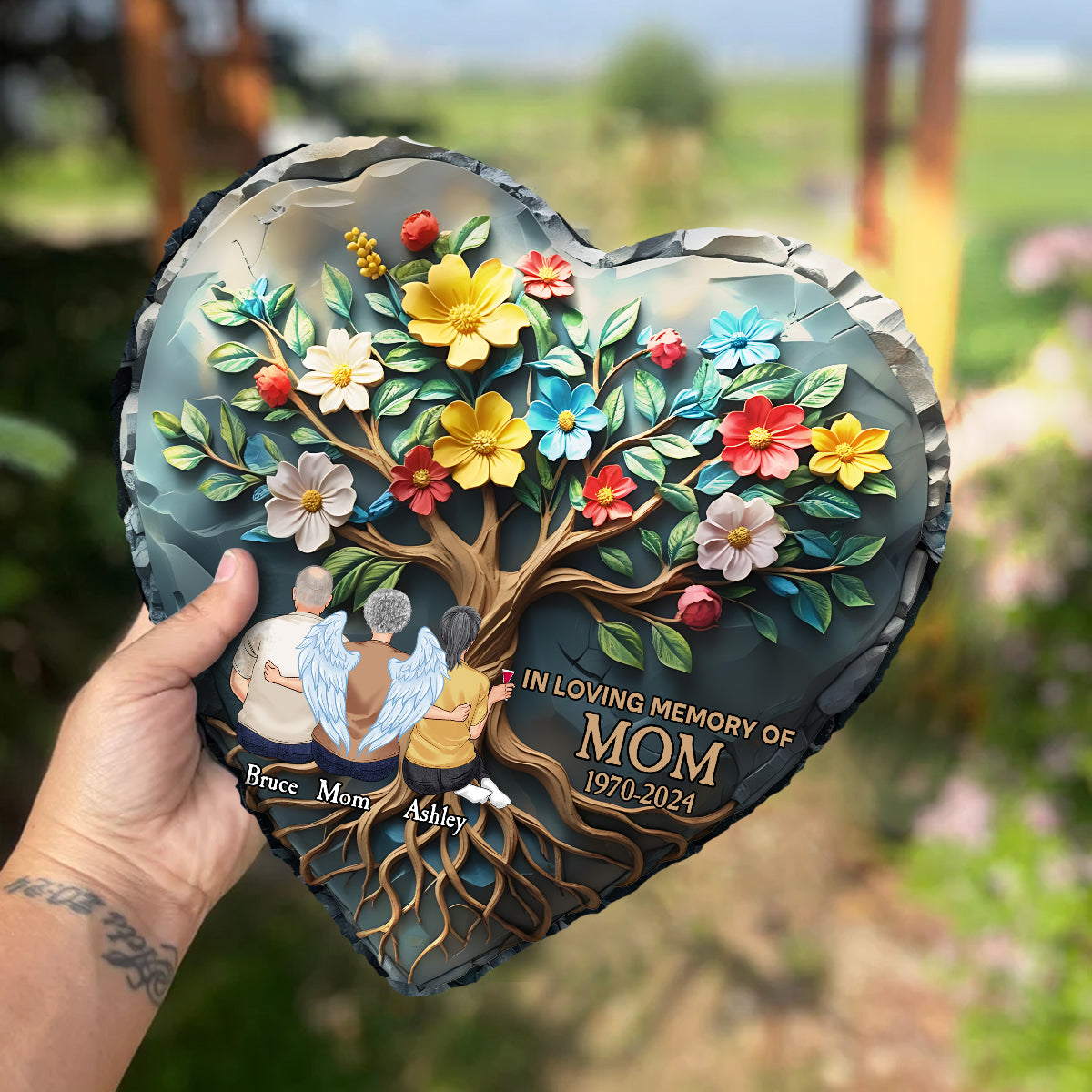 In Loving Memory of Mother - Personalized Mother Heart Shaped Stone