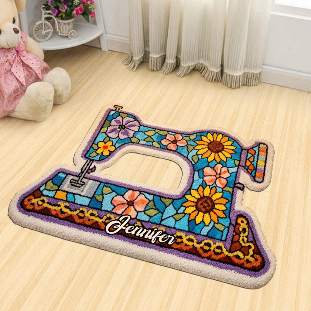 Cool Sewing Machine - Personalized Sewing Shaped Doormat/ Rug