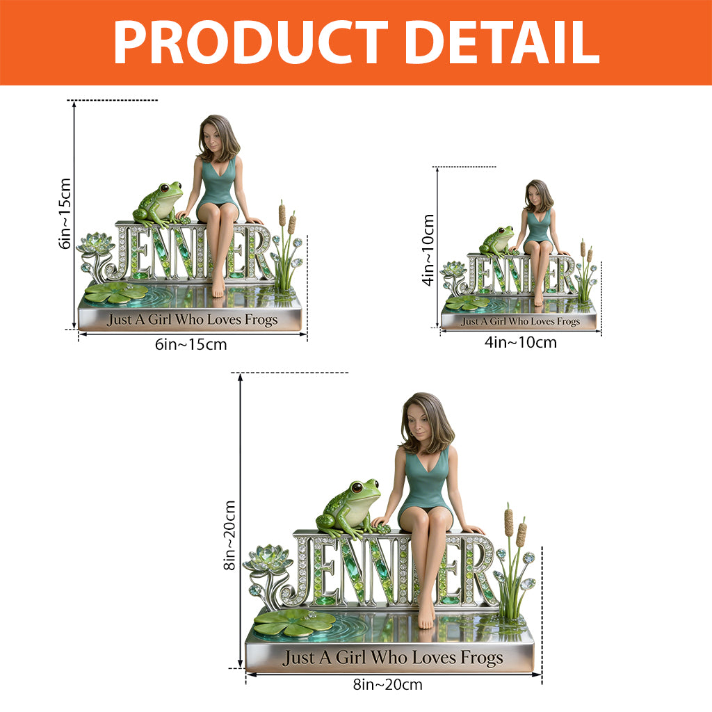 Juste une fille qui aime les grenouilles - Plaque acrylique personnalisée en forme de grenouille