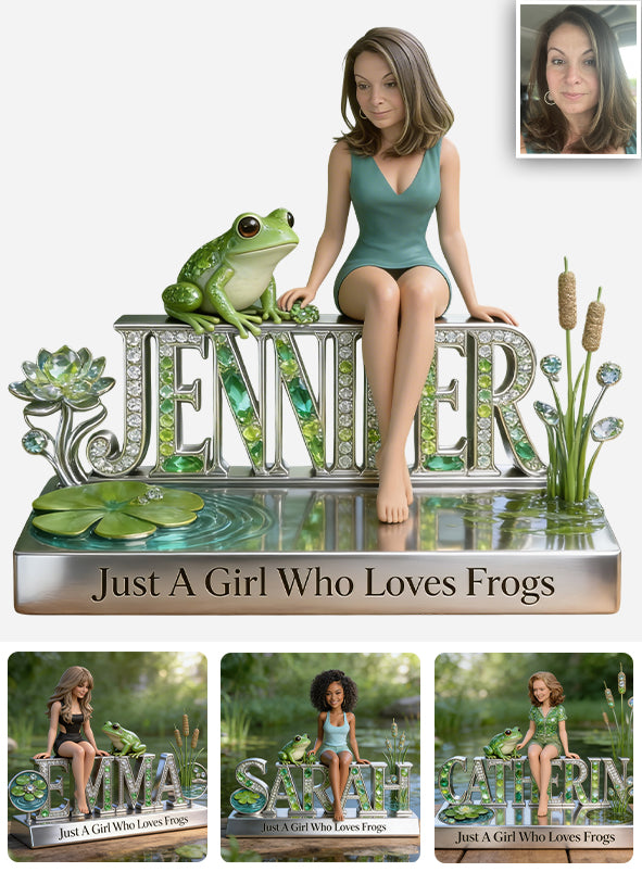 Juste une fille qui aime les grenouilles - Plaque acrylique personnalisée en forme de grenouille
