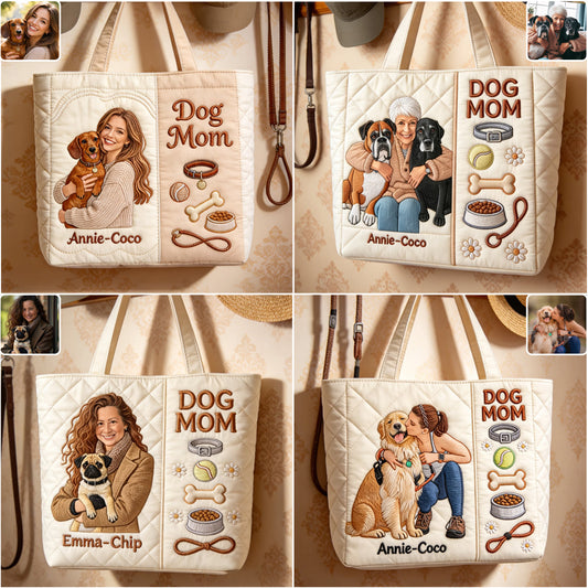 Dog Mom - Personalized Dog Quilted Tote Bag