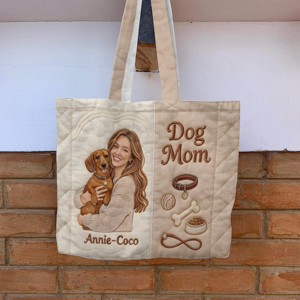Dog Mom - Personalized Dog Quilted Tote Bag