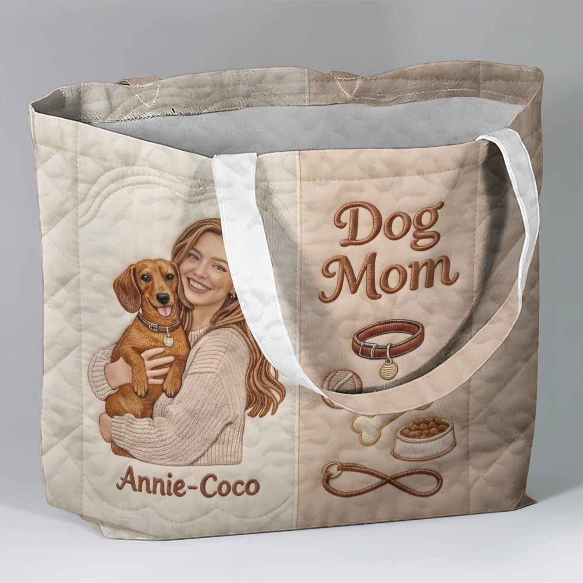 Dog Mom - Personalized Dog Quilted Tote Bag