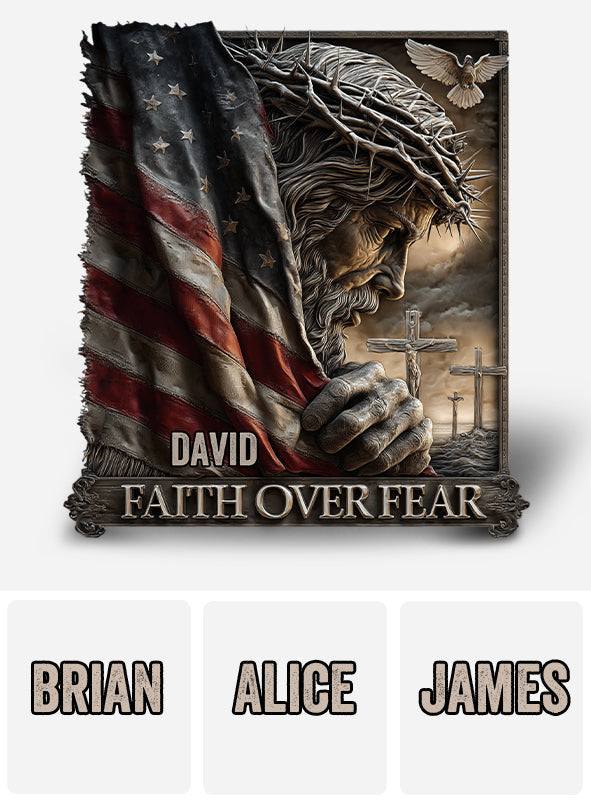 Jésus, la foi américaine contre la peur - Plaque en acrylique chrétienne personnalisée - Forme personnalisée