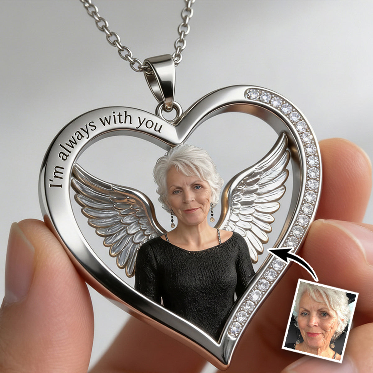 Collier pendentif en métal personnalisé avec photo - Collier commémoratif en forme de pendentif en métal -