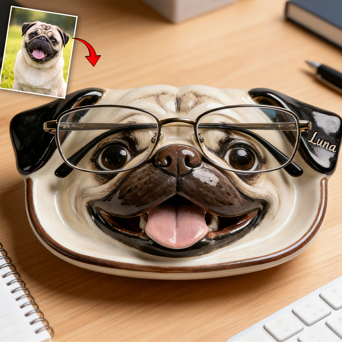 Dog Eyeglasses Holder - Personalized Dog Catch-All Tray