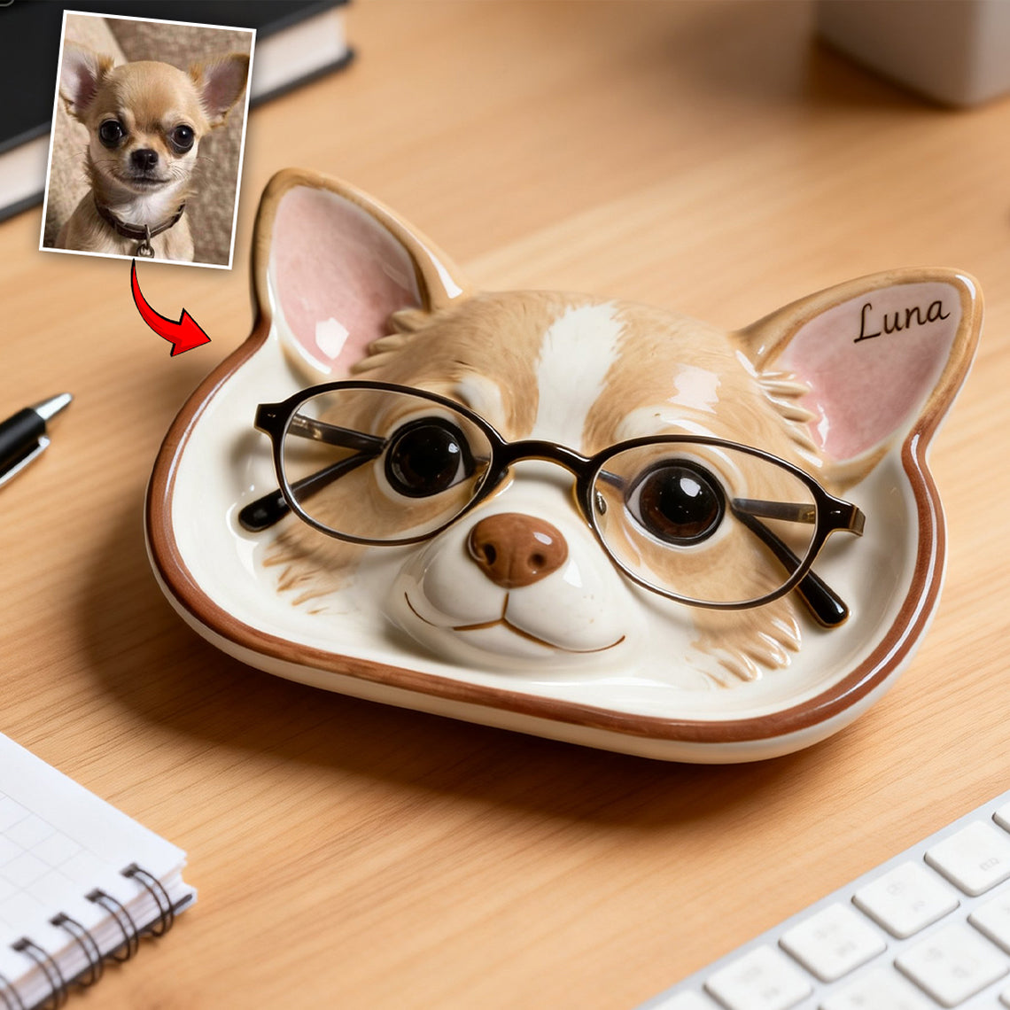Dog Eyeglasses Holder - Personalized Dog Catch-All Tray