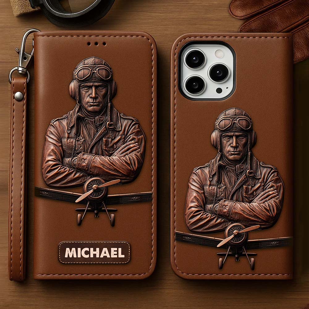 Le ciel n'est pas la limite - Étui portefeuille personnalisé pour téléphone portable avec dragonne, idéal pour les pilotes