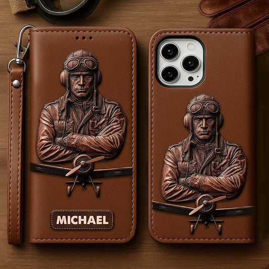 Le ciel n'est pas la limite - Étui portefeuille personnalisé pour téléphone portable avec dragonne, idéal pour les pilotes