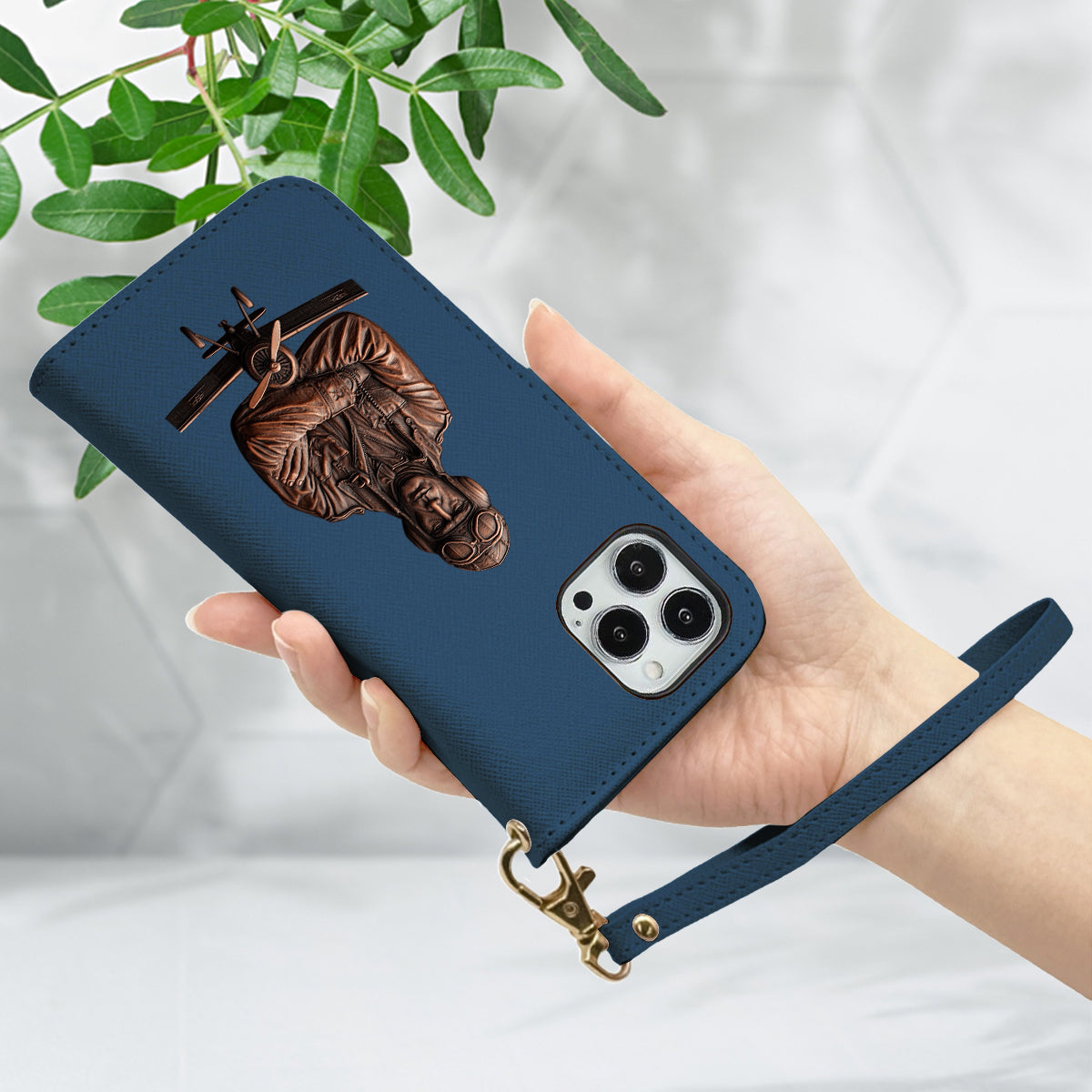 Le ciel n'est pas la limite - Étui portefeuille personnalisé pour téléphone portable avec dragonne, idéal pour les pilotes