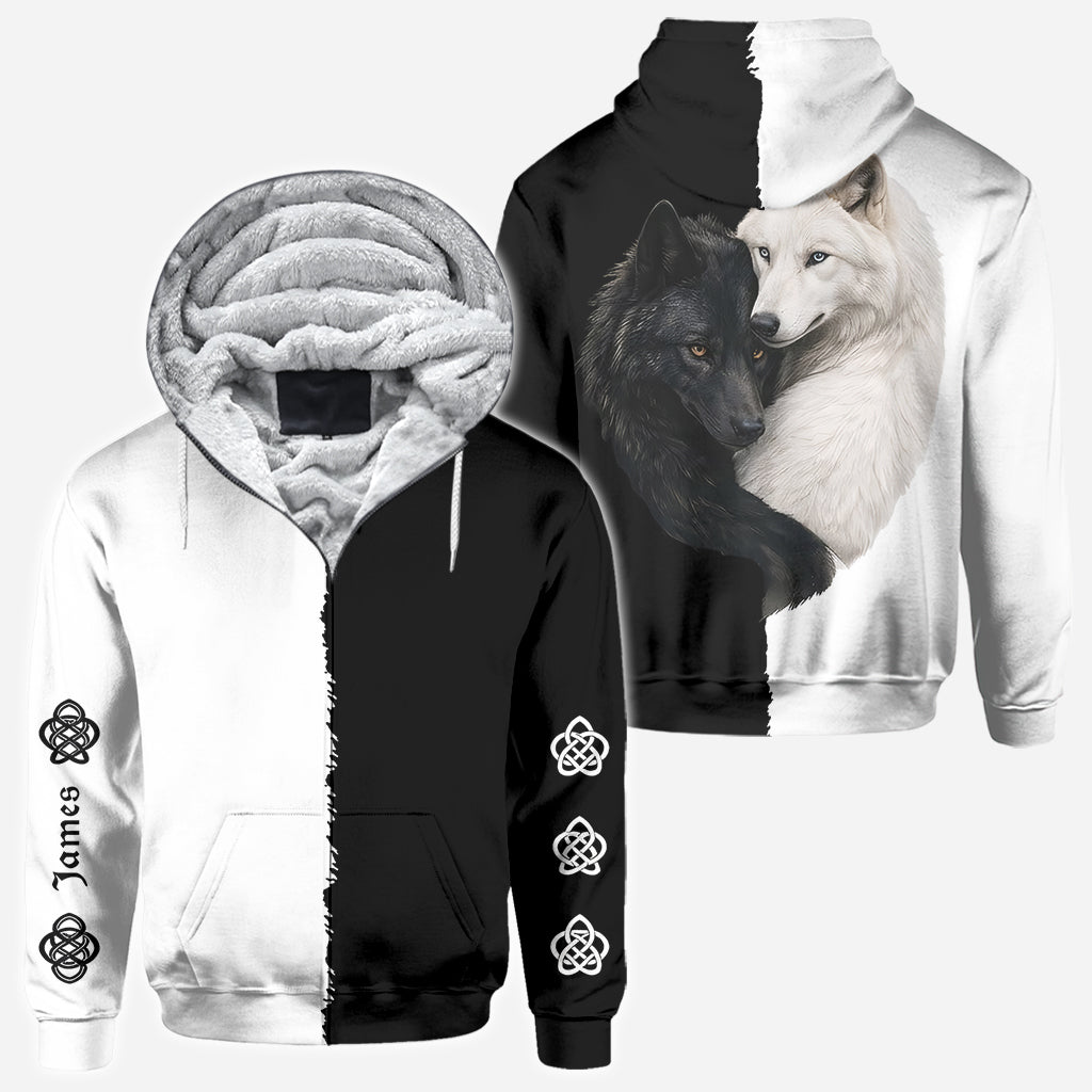 Loup Noir & Blanc - Chemise Personnalisée Loup Tout Imprimé