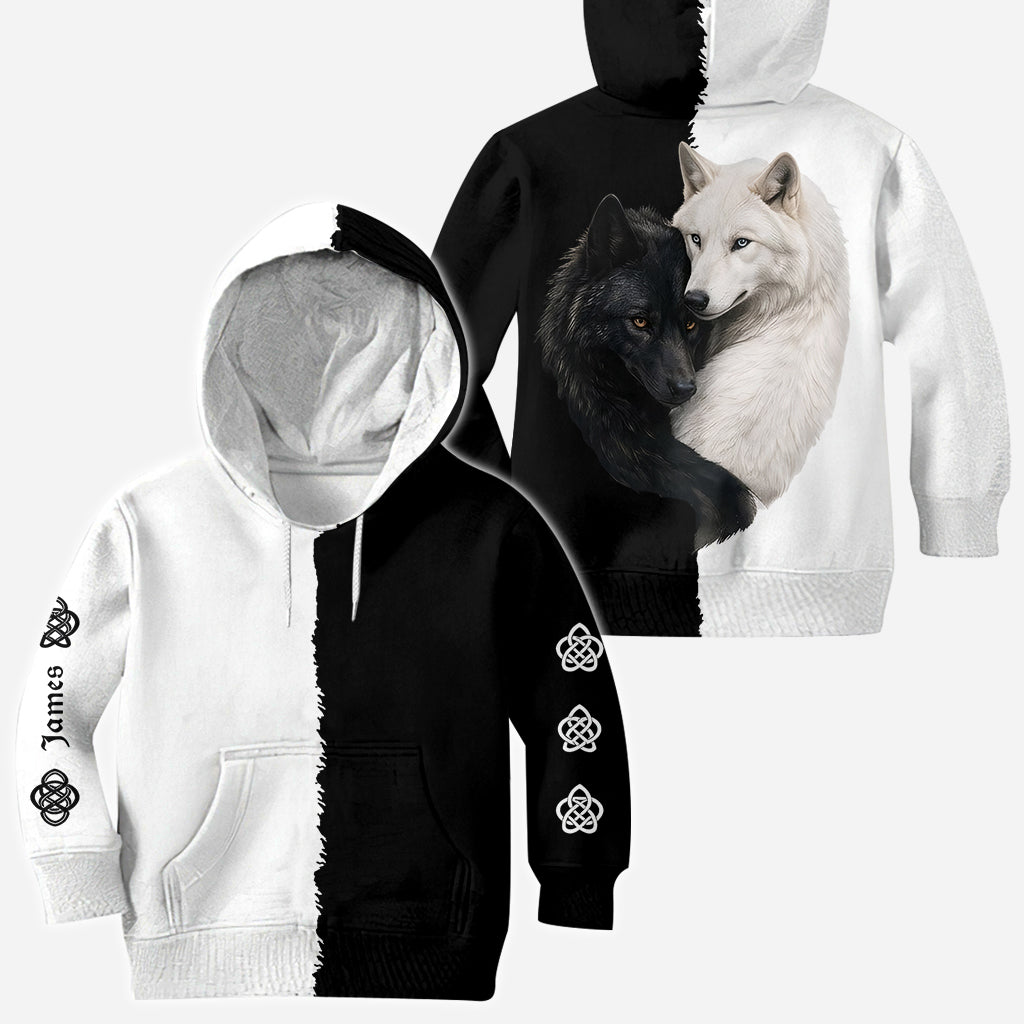 Loup Noir & Blanc - Chemise Personnalisée Loup Tout Imprimé