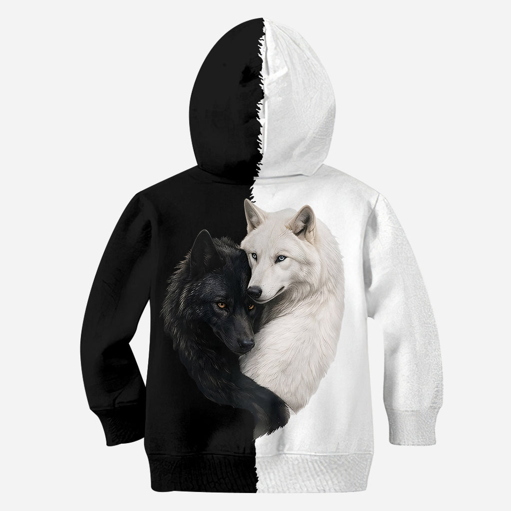 Loup Noir & Blanc - Chemise Personnalisée Loup Tout Imprimé