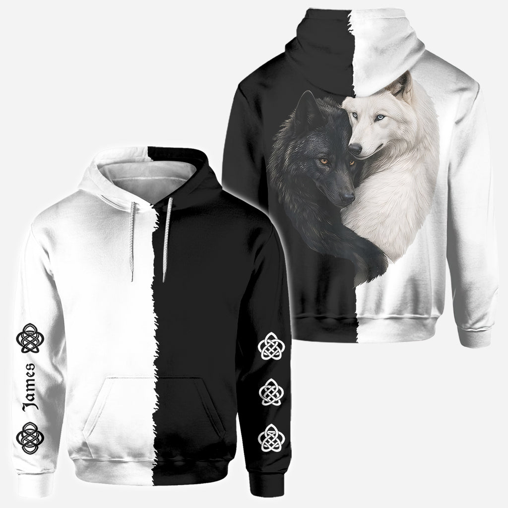 Loup Noir & Blanc - Chemise Personnalisée Loup Tout Imprimé