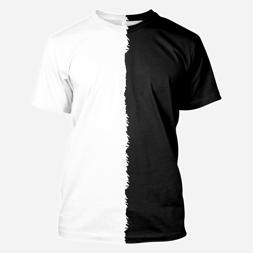 Loup Noir & Blanc - Chemise Personnalisée Loup Tout Imprimé