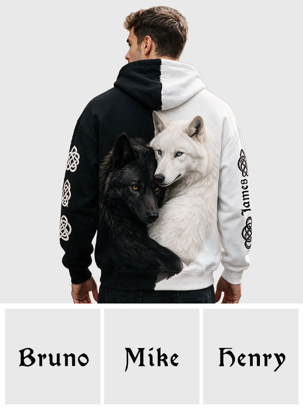 Loup Noir & Blanc - Chemise Personnalisée Loup Tout Imprimé