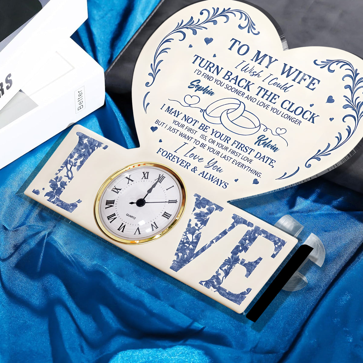 Cadeau d'anniversaire « Si seulement je pouvais remonter le temps » - Plaque horloge acrylique personnalisée pour couple