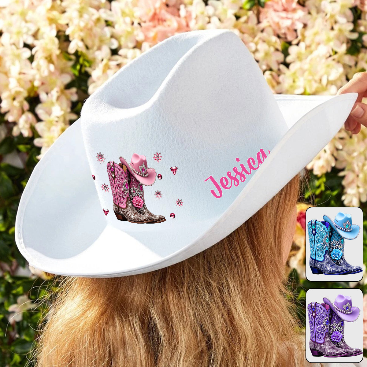 Cowgirl Stay Wild - Chapeau de cowboy personnalisé à large bord « Cowgirl Stay Wild »