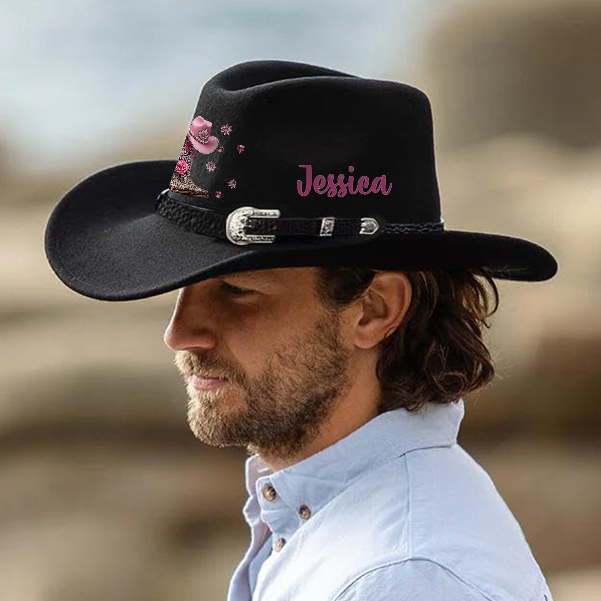 Cowgirl Stay Wild - Chapeau de cowboy personnalisé à large bord « Cowgirl Stay Wild »
