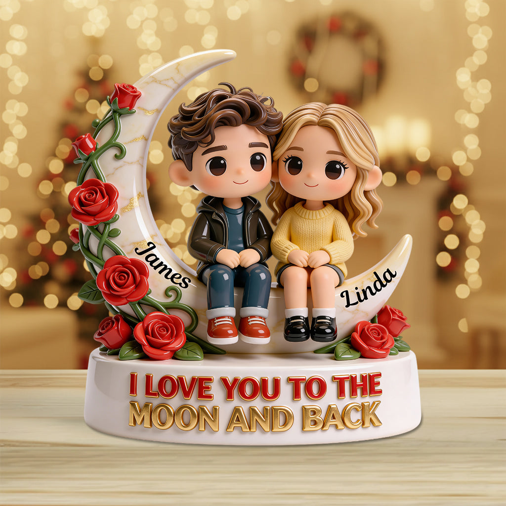 Je t'aime jusqu'à la lune et retour - Plaque acrylique personnalisée pour couple