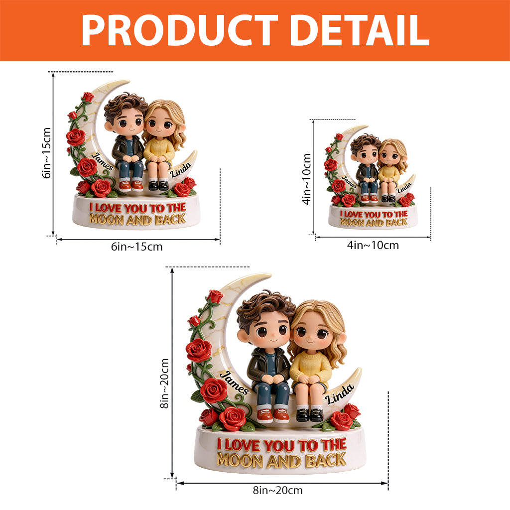 Je t'aime jusqu'à la lune et retour - Plaque acrylique personnalisée pour couple