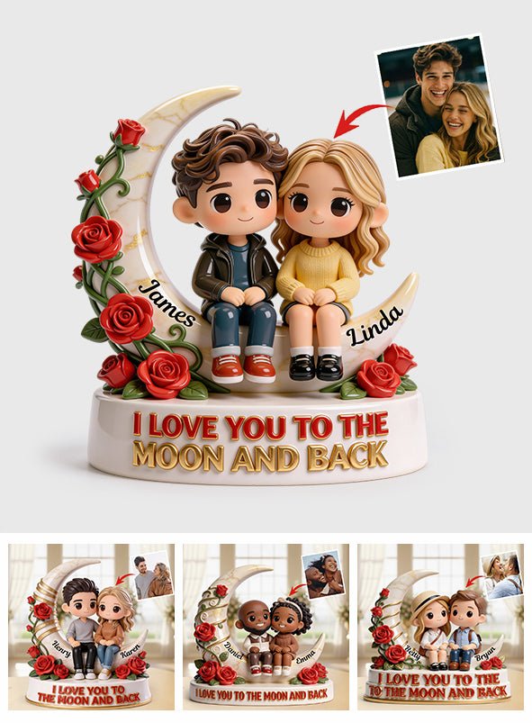 Je t'aime jusqu'à la lune et retour - Plaque acrylique personnalisée pour couple