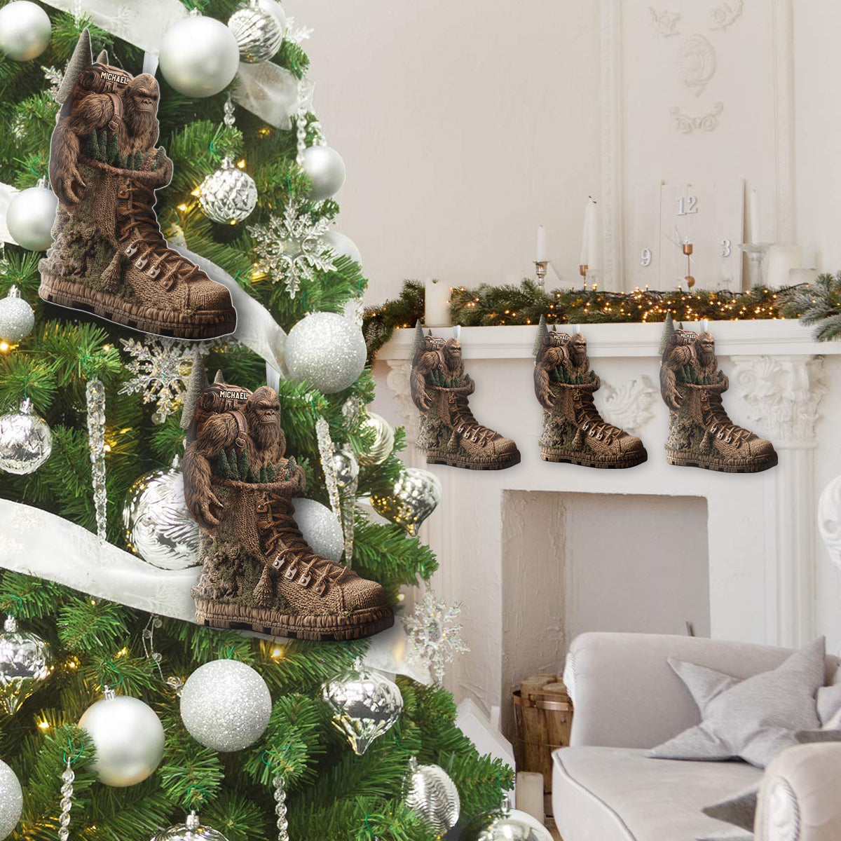 Chaussette de Noël personnalisée en forme de randonnée - Into The Wood