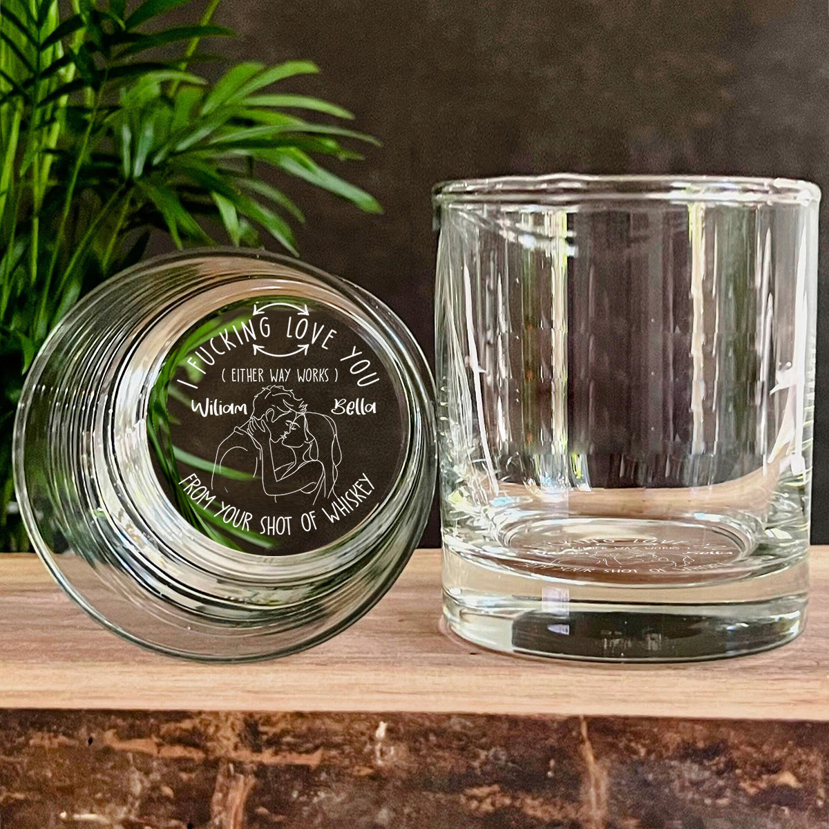 Je t'aime - Verre à whisky gravé personnalisé pour couple