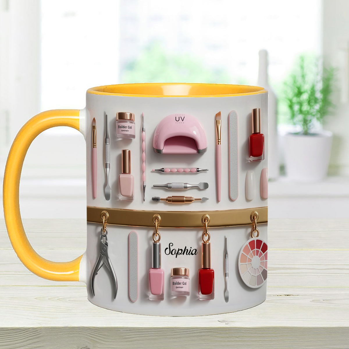 Mug décoratif personnalisé pour salon de manucure avec agitateurs en acrylique