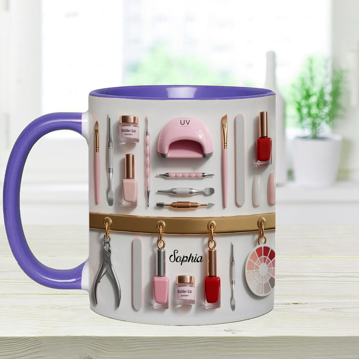 Mug décoratif personnalisé pour salon de manucure avec agitateurs en acrylique