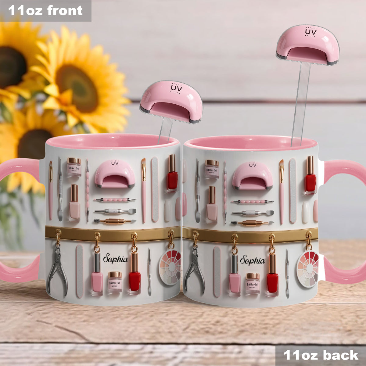 Mug décoratif personnalisé pour salon de manucure avec agitateurs en acrylique