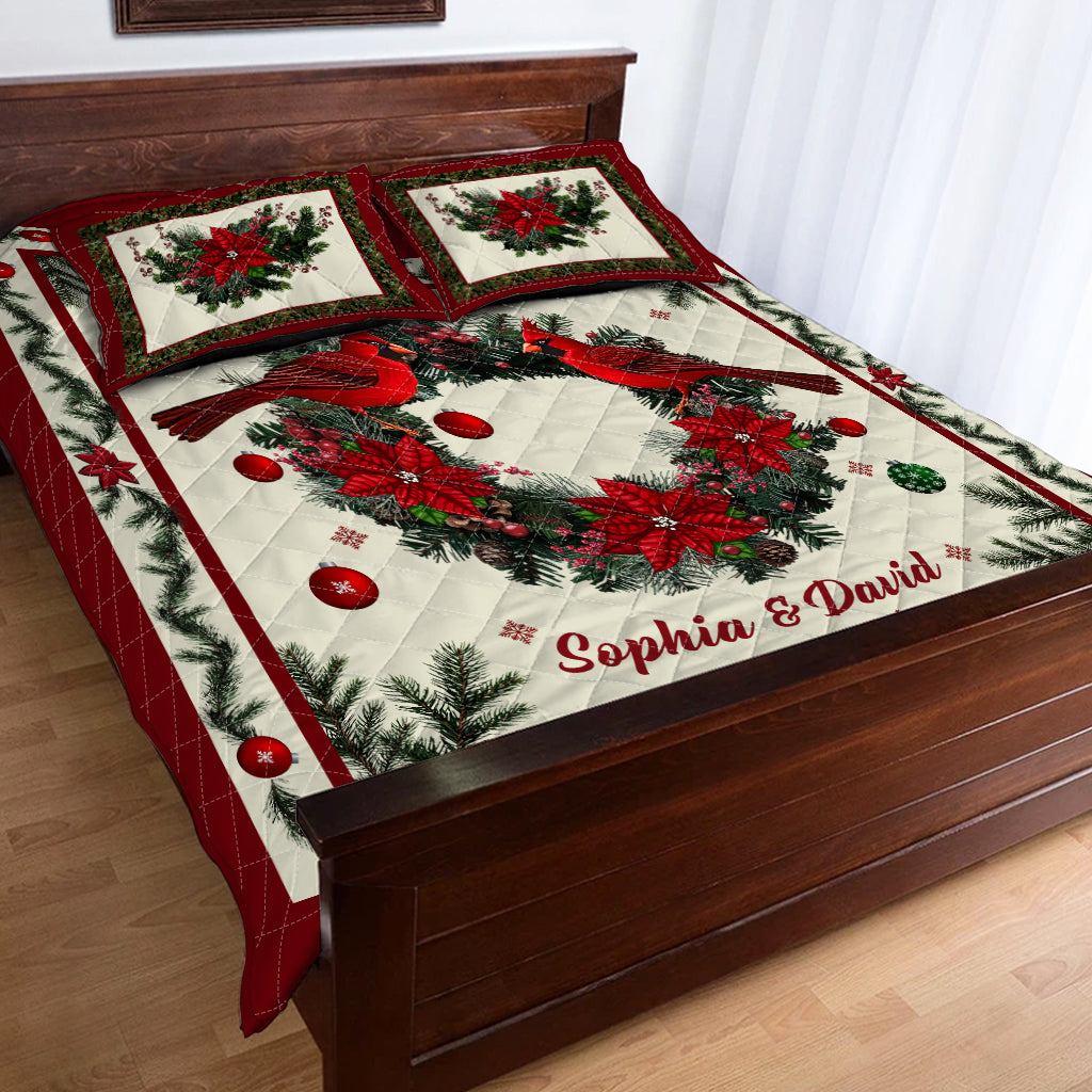 Cardinal Bird Christmas - Personalized Memorial Quilt Set