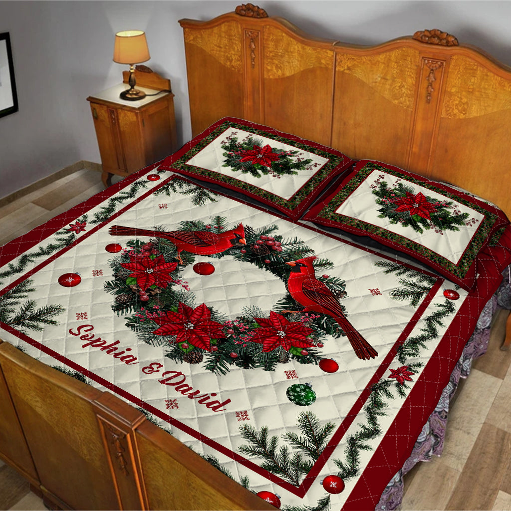 Cardinal Bird Christmas - Personalized Memorial Quilt Set