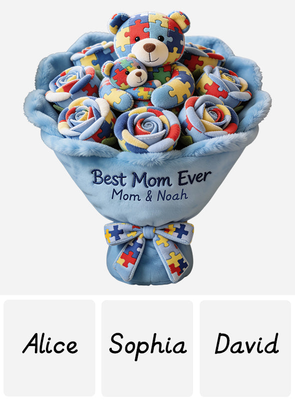 Strong Mama - Coussin en fausse fourrure personnalisé pour la sensibilisation à l'autisme