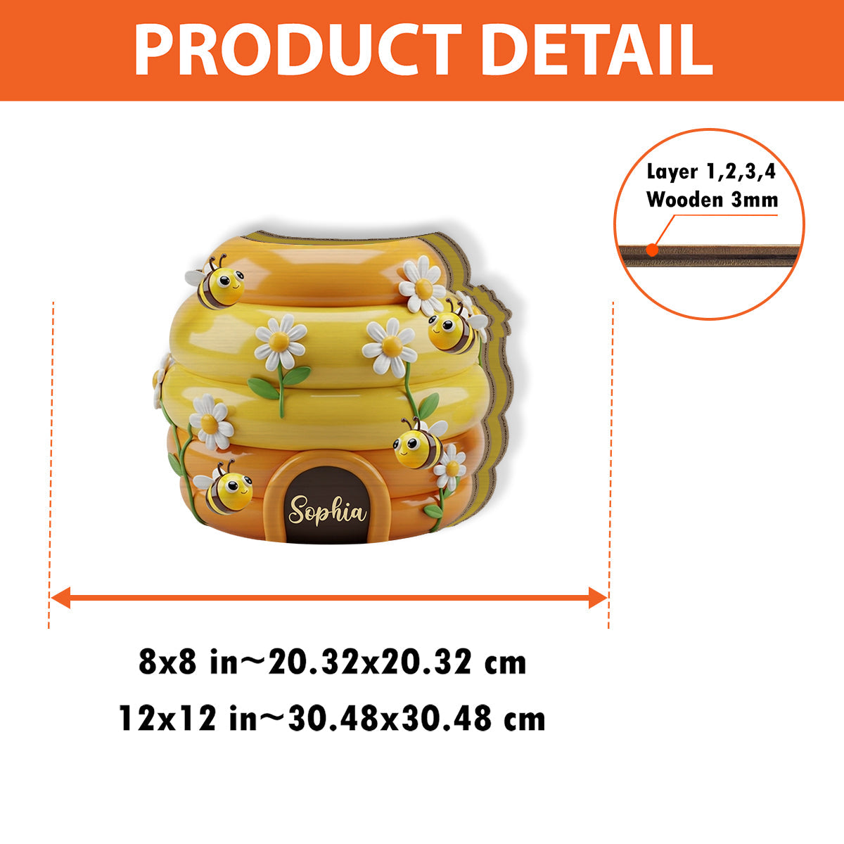 Adorable ruche - Porte-stylo en bois personnalisé en forme d'abeille