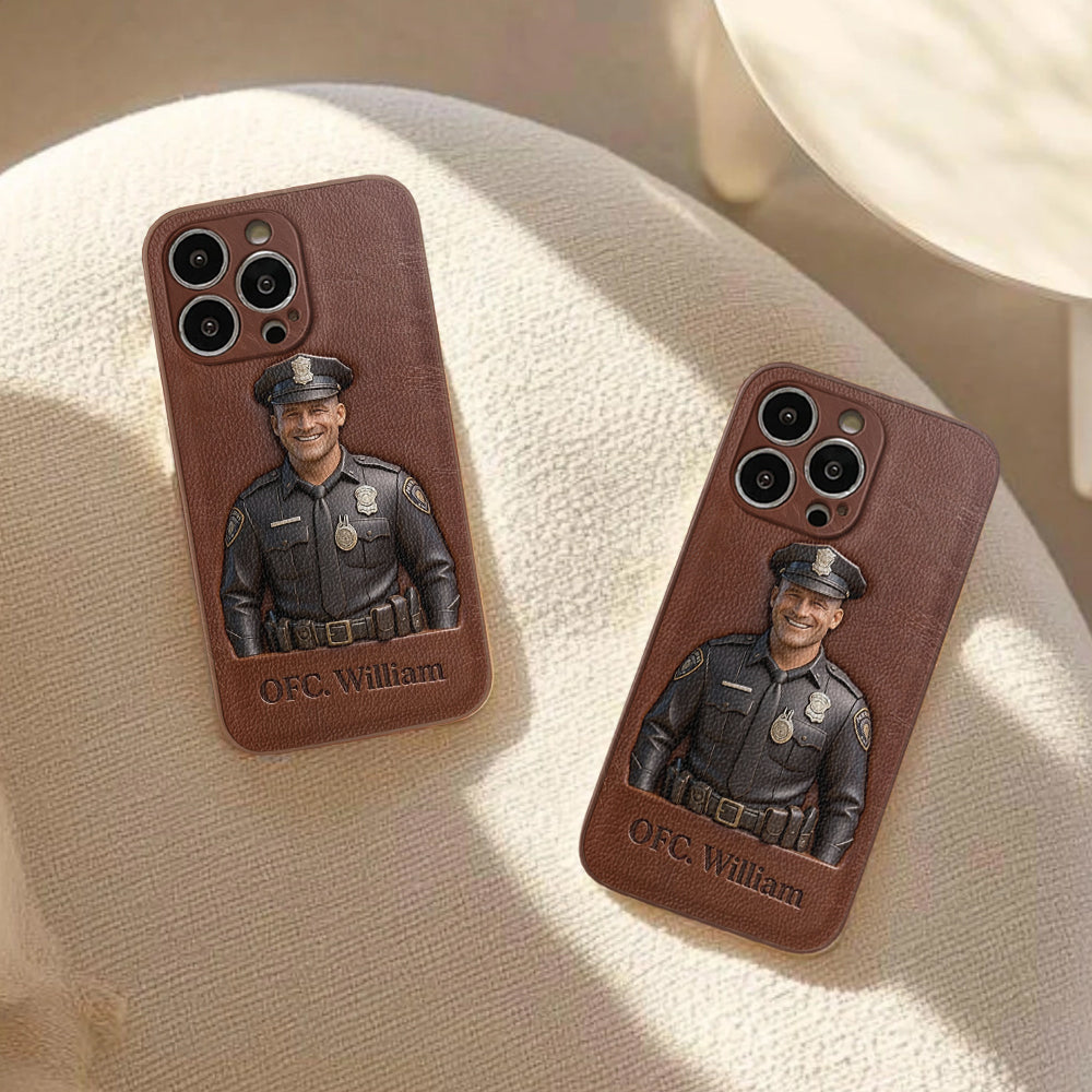 Police Gifts - Personalized Police Officer Leather Phone Case