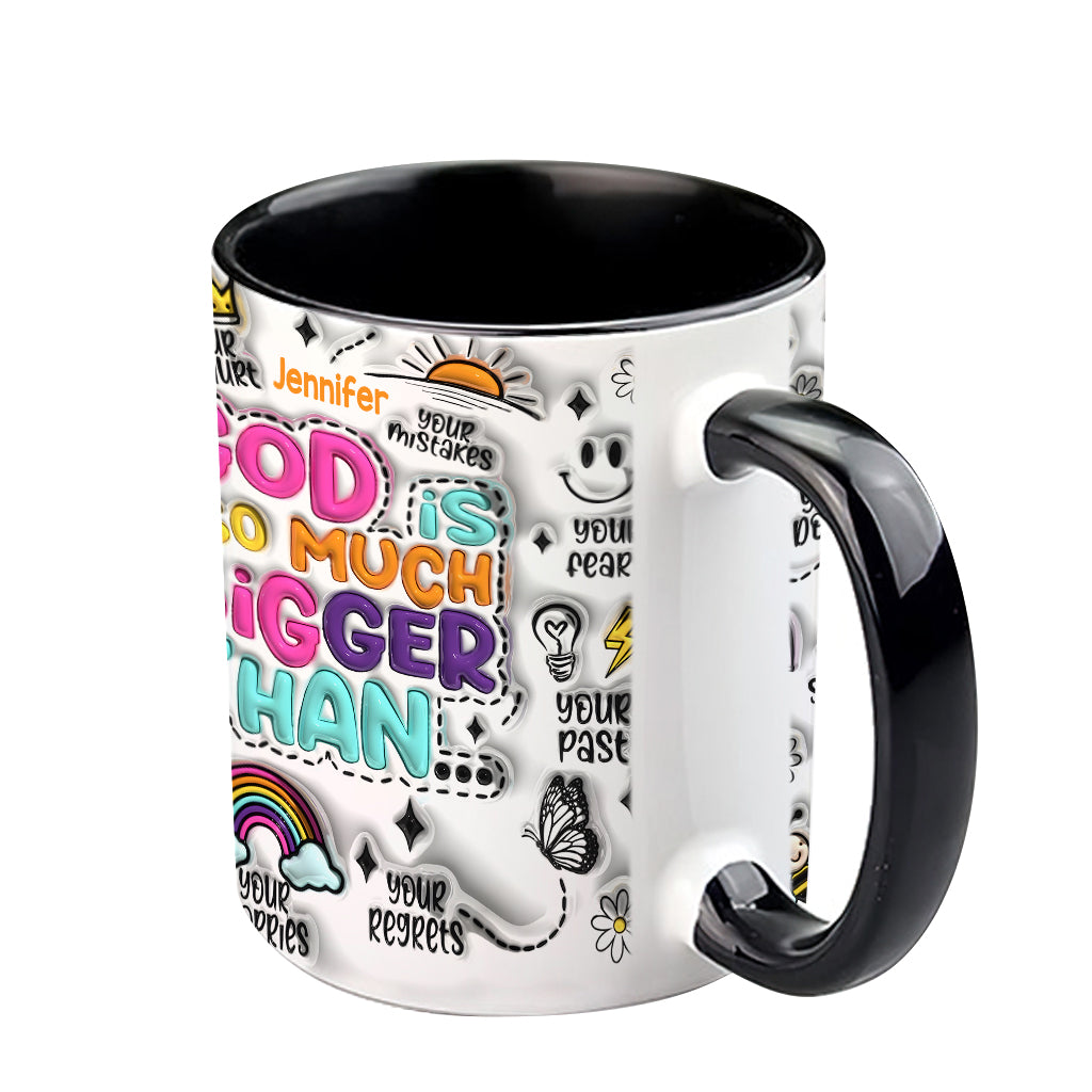 God Is So Much Bigger - Personalized Christian Accent Mug
